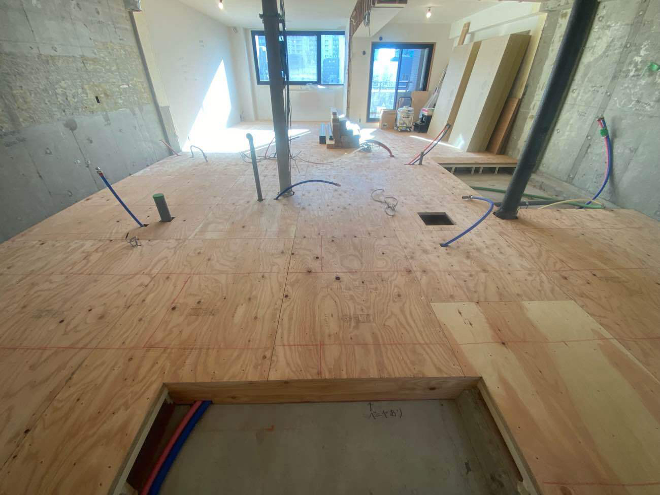 マンション 1日置床工事 乾式二重床(東京都港区)