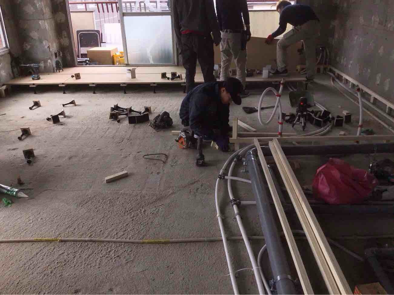 マンション 置床工事 乾式二重床(東京都三鷹市)