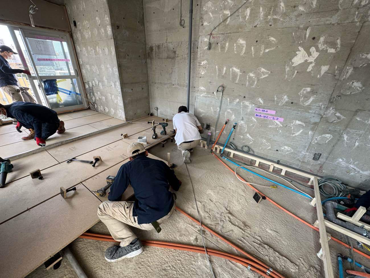 マンション 1日置床工事 乾式二重床(東京都品川区)