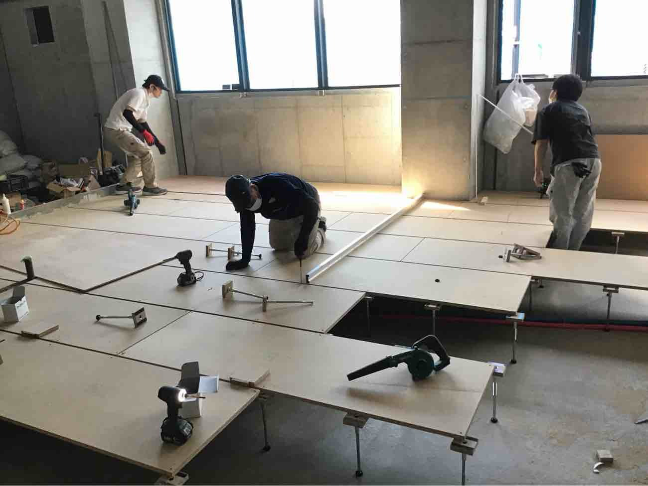 マンション　１日置床工事　乾式二重床（東京都港区）