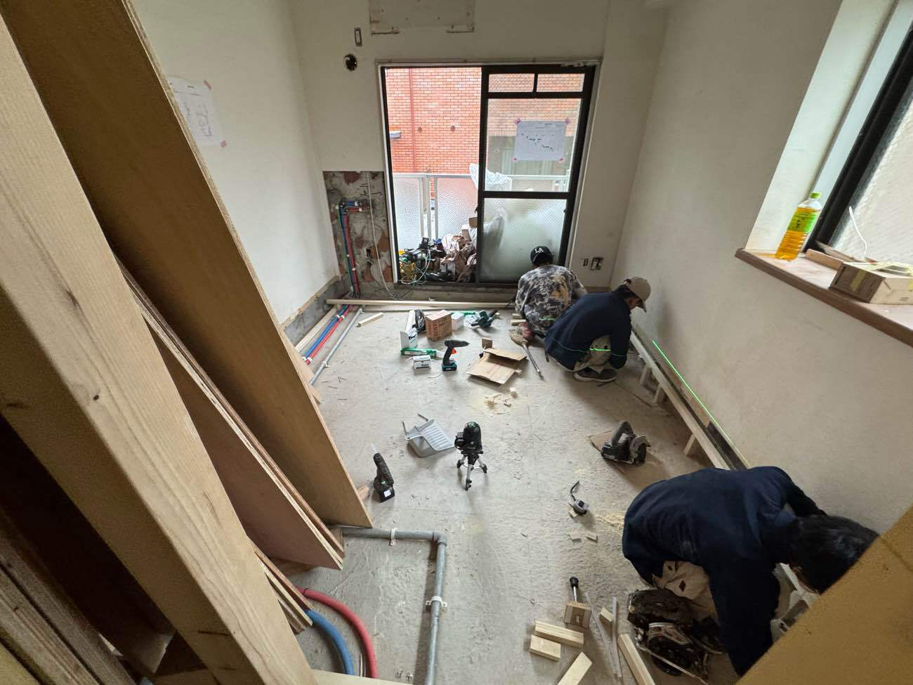 マンション　置床工事　乾式二重床（横浜市青葉区）