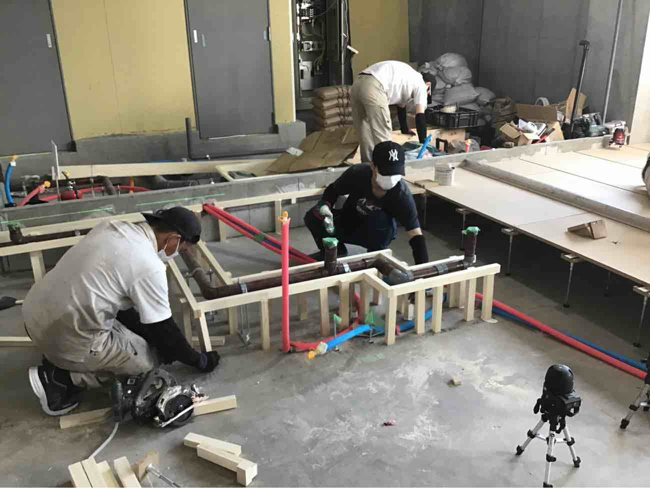 マンション　１日置床工事　乾式二重床（東京都港区）