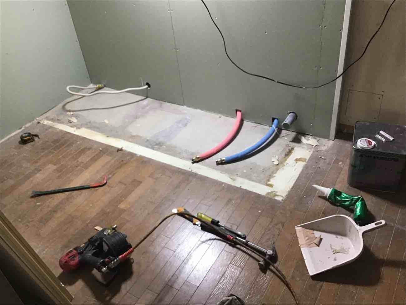 マンション　置床工事　針葉樹構造用合板（東京都墨田区）