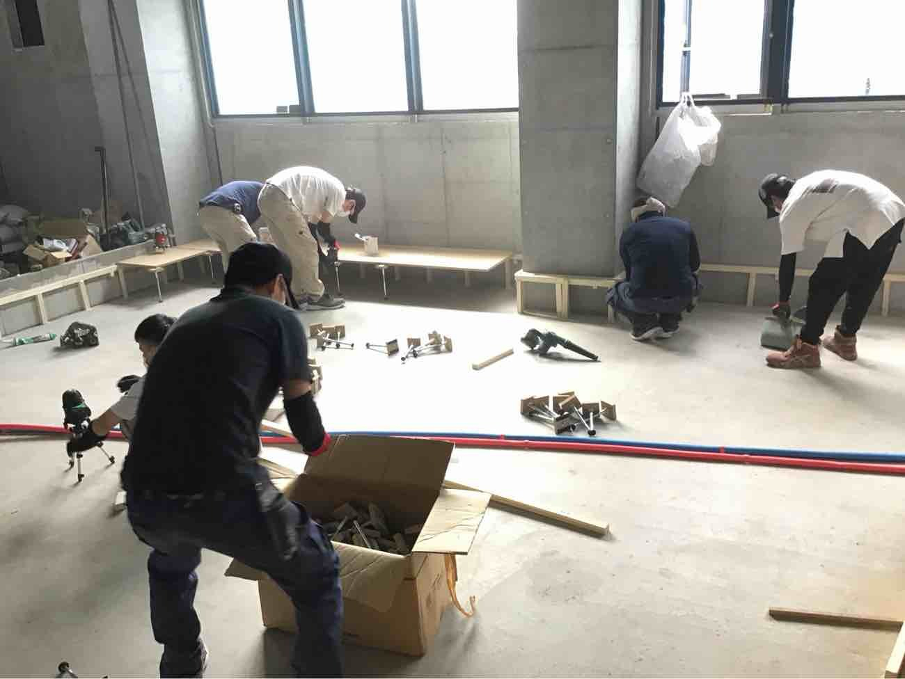 マンション　１日置床工事　乾式二重床（東京都港区）