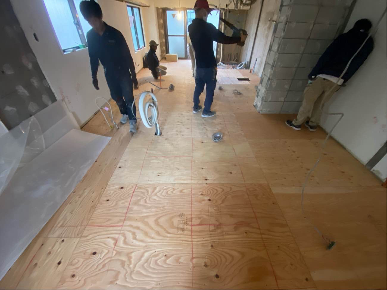 マンション　１日置床工事　乾式二重床（東京都目黒区）