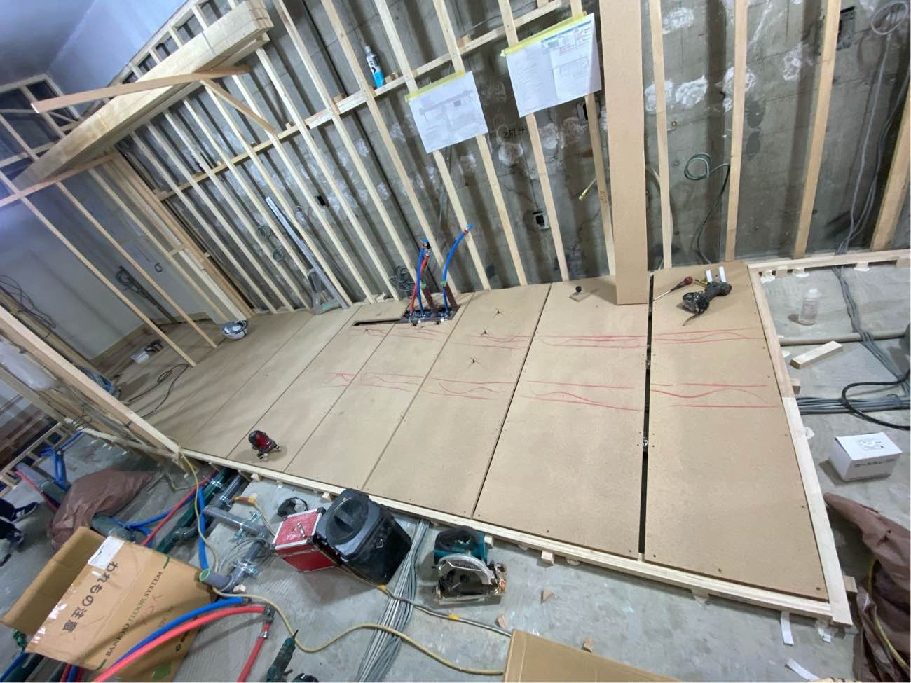 マンション　置床工事　乾式二重床（東京都目黒区）