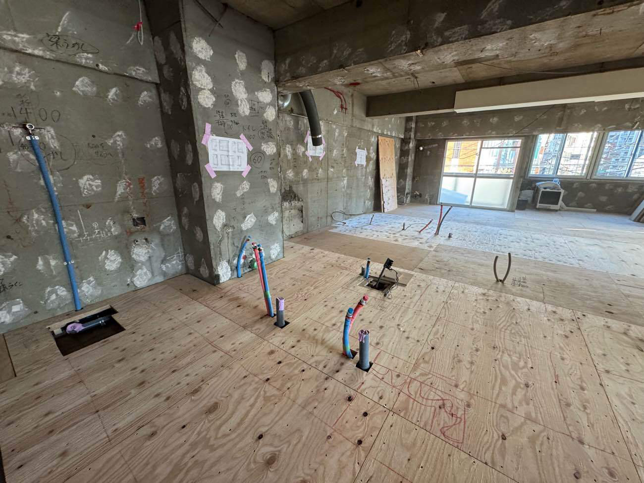 マンション　置床工事　乾式二重床（東京都港区）