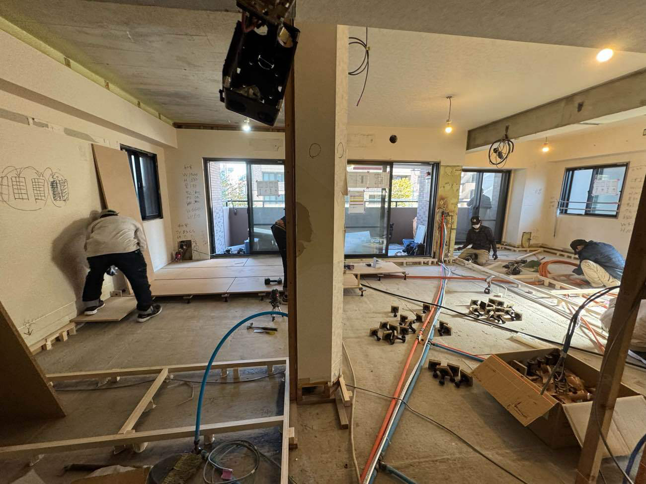 マンション　１日置床工事　乾式二重床（東京都目黒区）