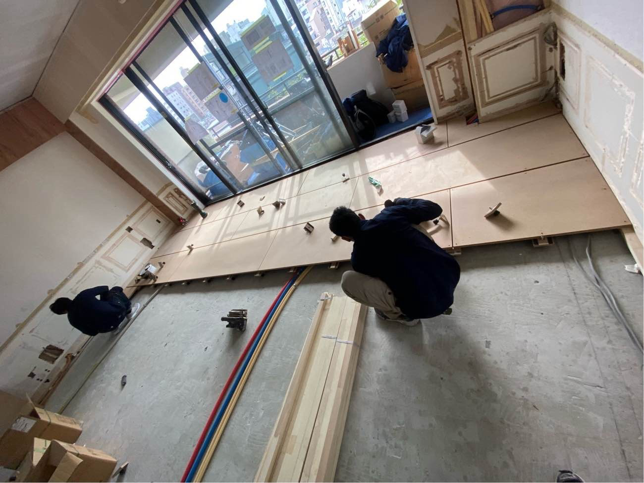 マンション　置床工事　乾式二重床（東京都目黒区）