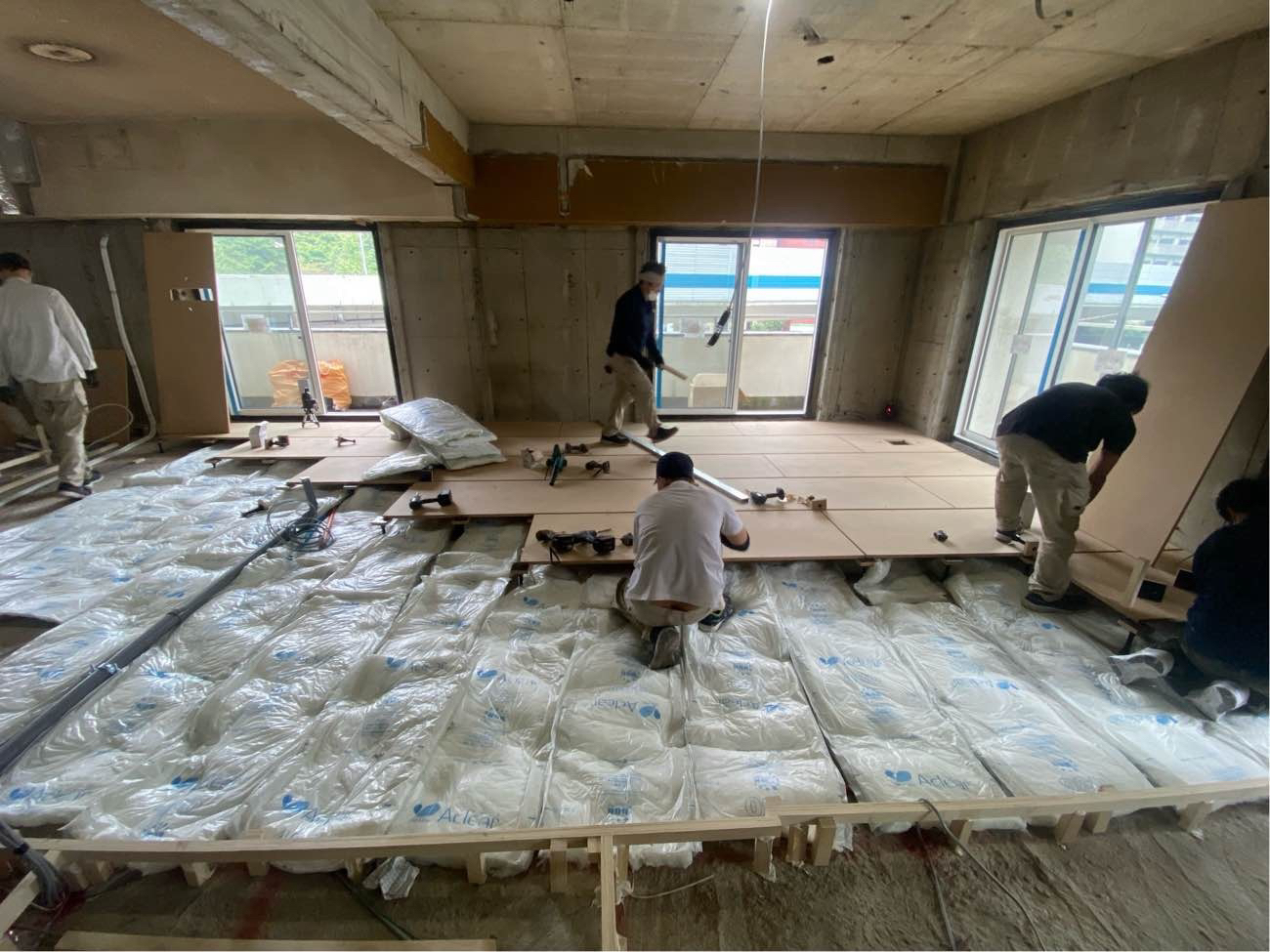 マンション　置床工事　乾式二重床（東京都品川区）