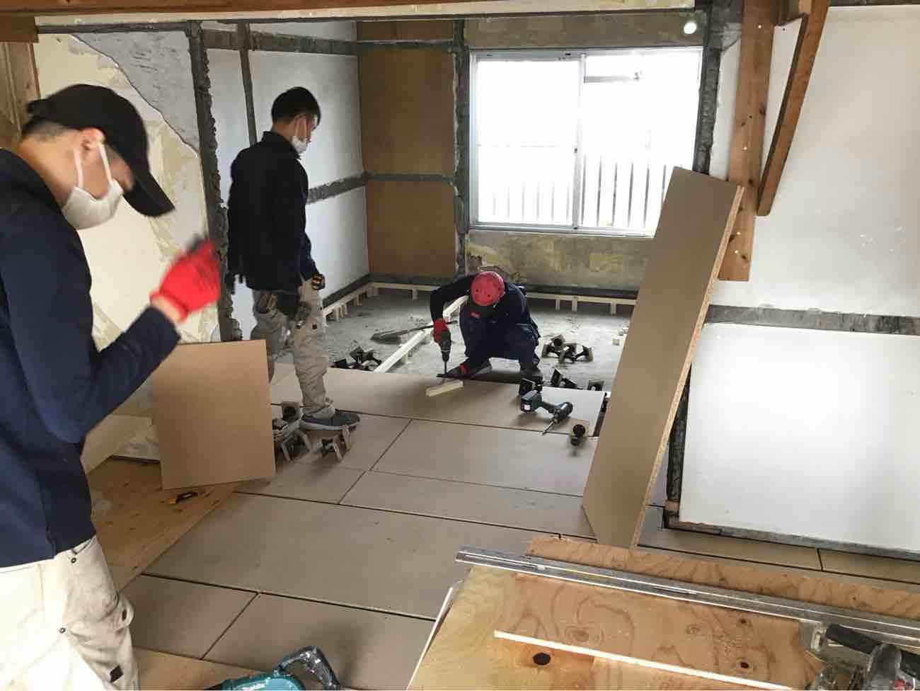 マンション　置床工事　乾式二重床（東京都町田市）