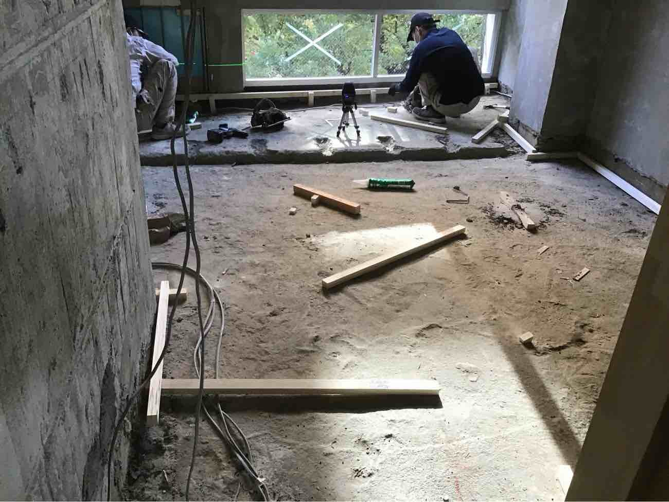 マンション　置床工事　乾式二重床（横浜市中区）