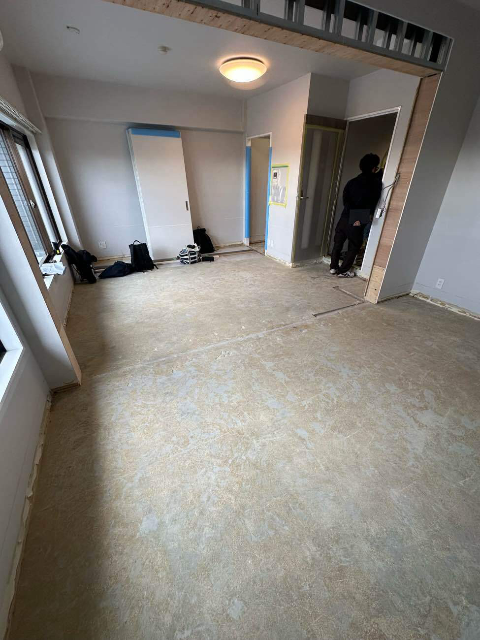 マンション　置床工事　乾式二重床（横浜市中区）