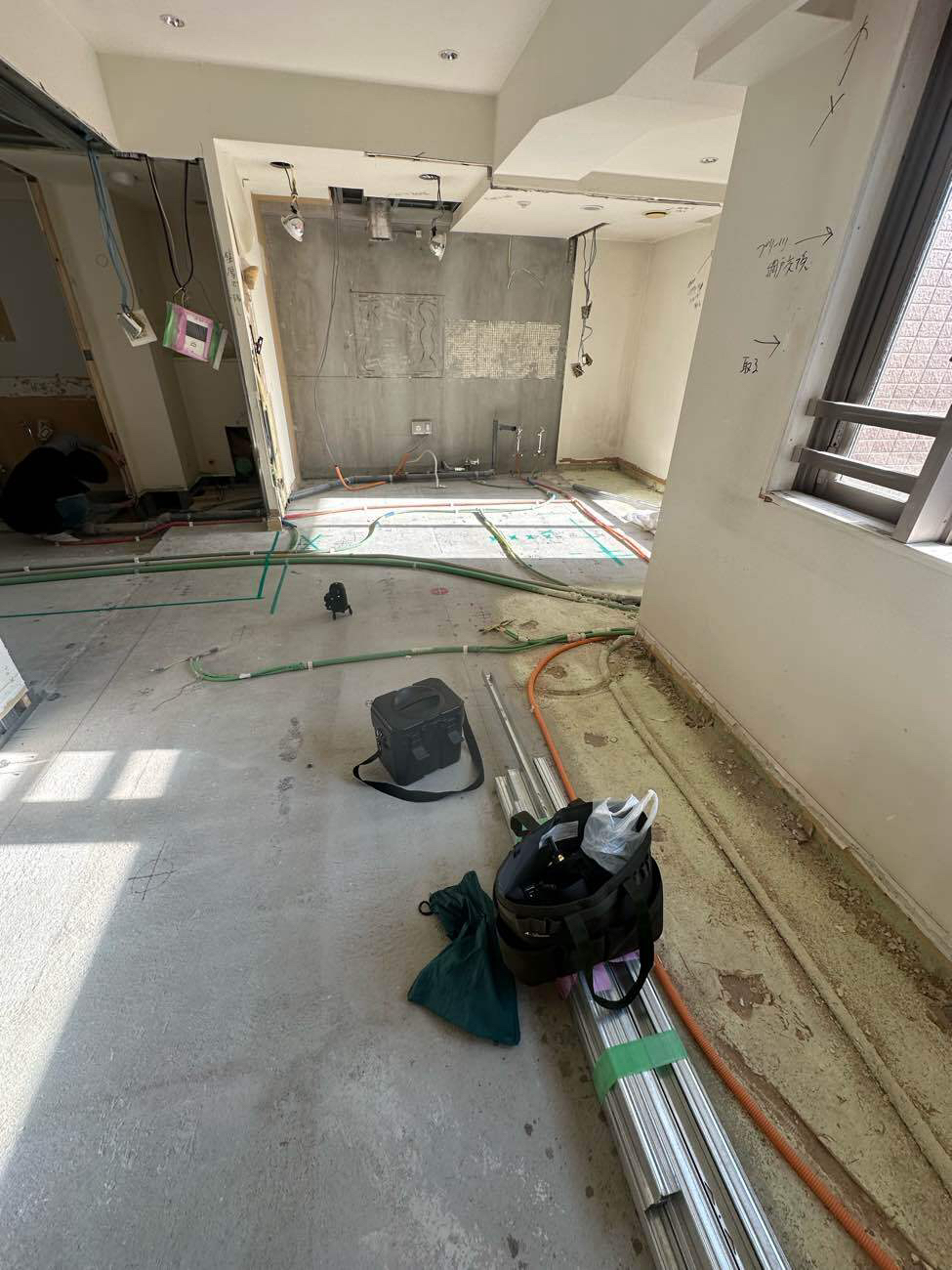 マンション　１日置床工事　乾式二重床（東京都中央区）