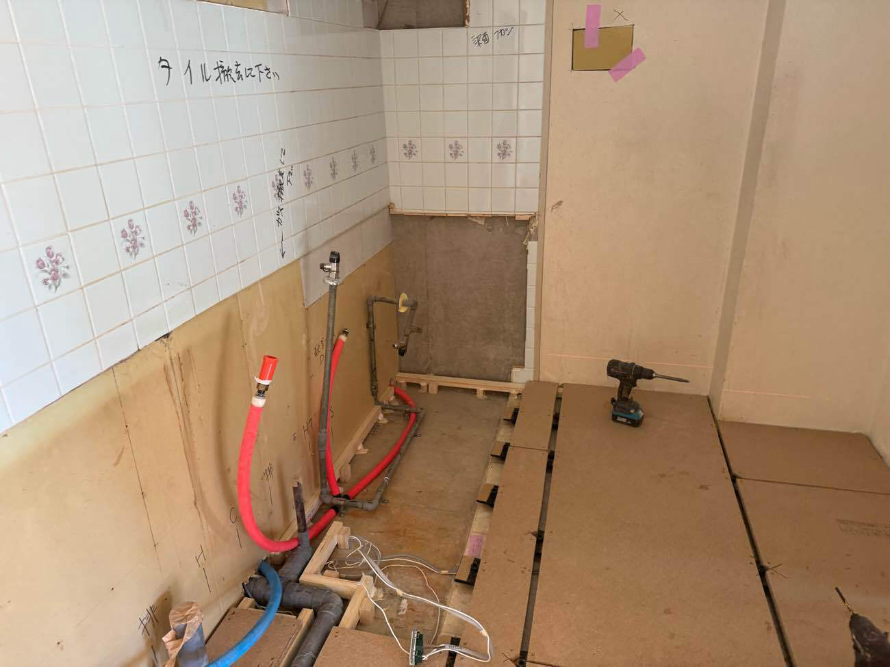 マンション　１日置床工事　乾式二重床（神奈川県大和市）