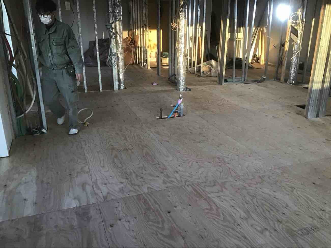 マンション　１日置床工事　乾式二重床（東京都中央区）