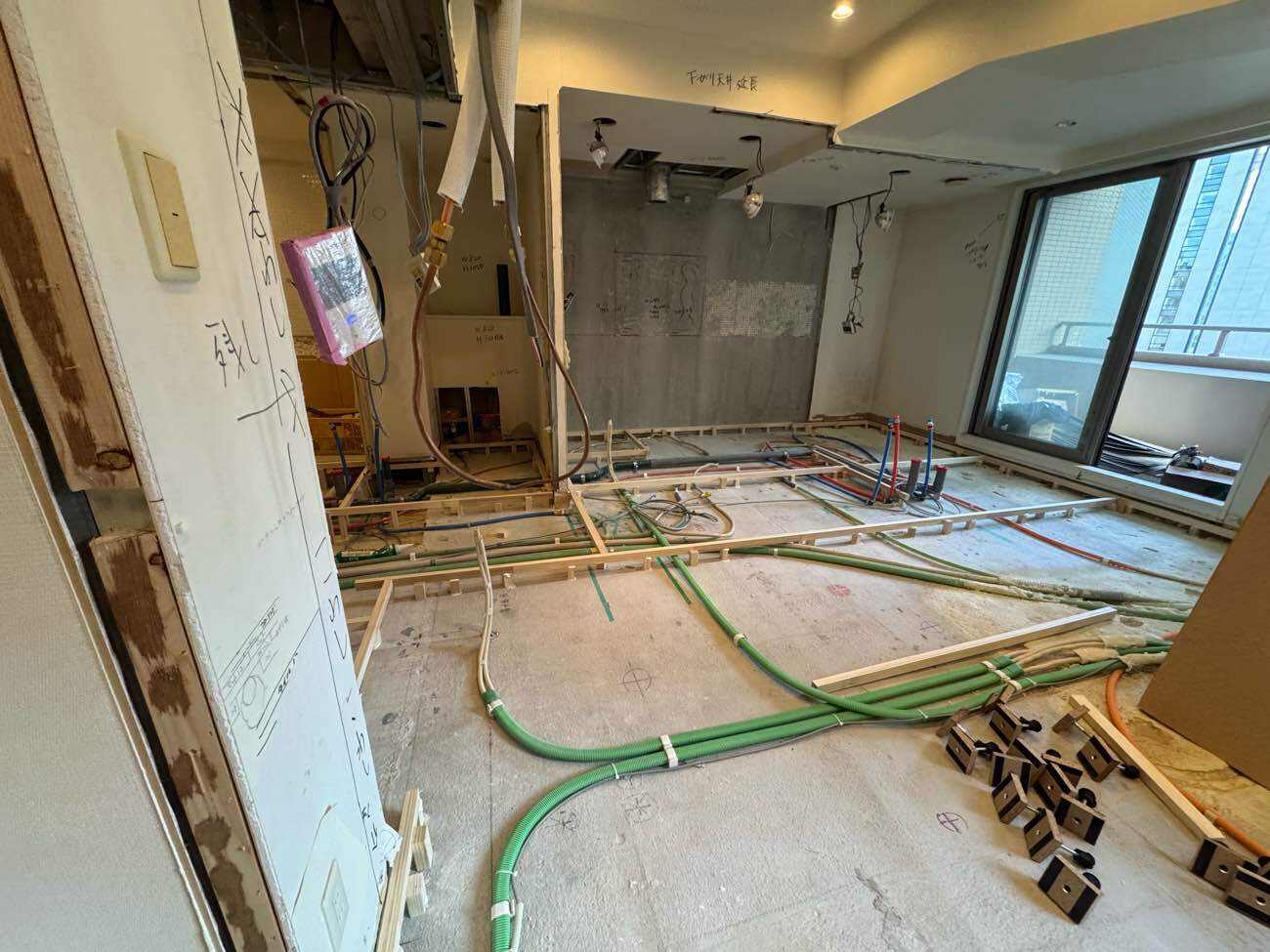 マンション　１日置床工事　乾式二重床（東京都中央区）