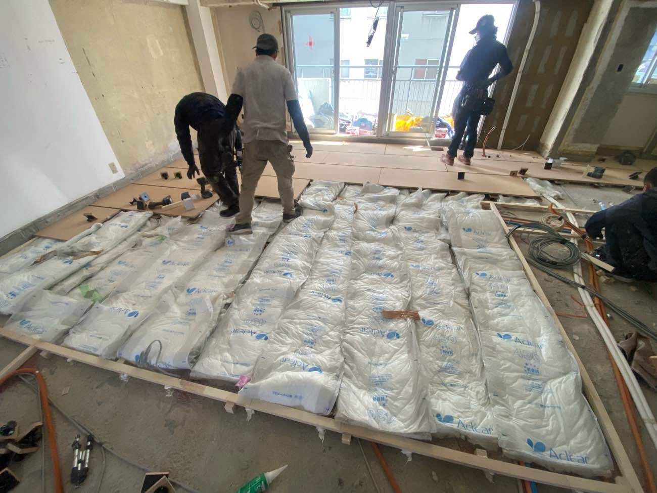 マンション　置床工事　乾式二重床（東京都港区）