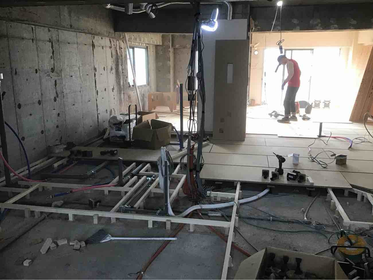 マンション　置床工事　乾式二重床（東京都品川区）