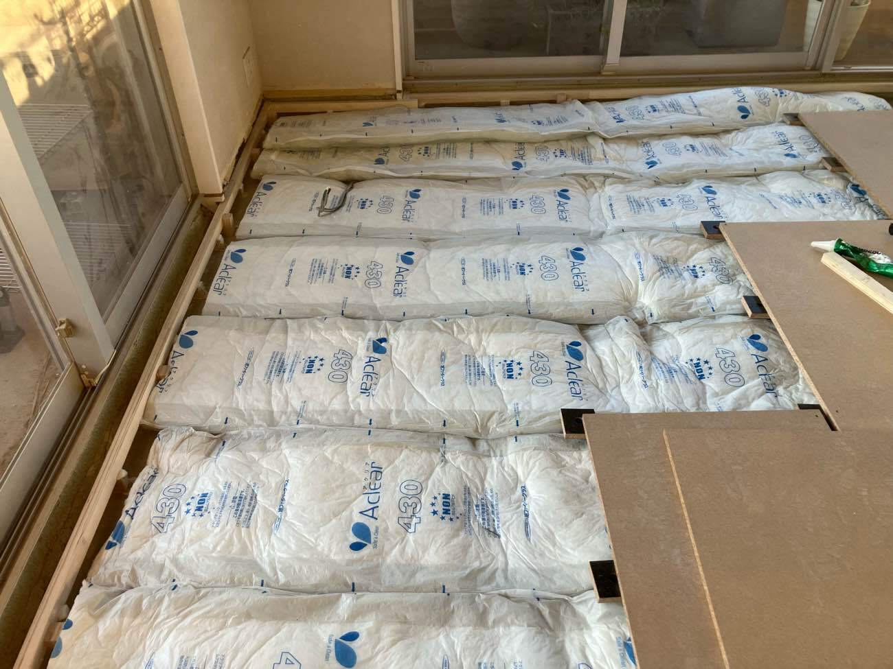 マンション　１日置床工事　乾式二重床（東京都中央区）