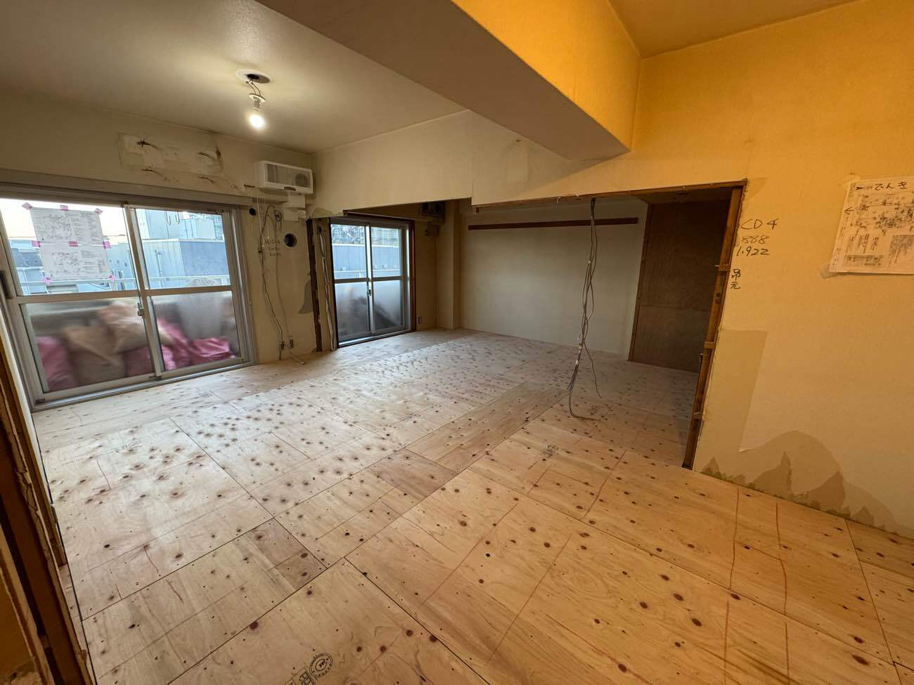 マンション　１日置床工事　乾式二重床（神奈川県大和市）