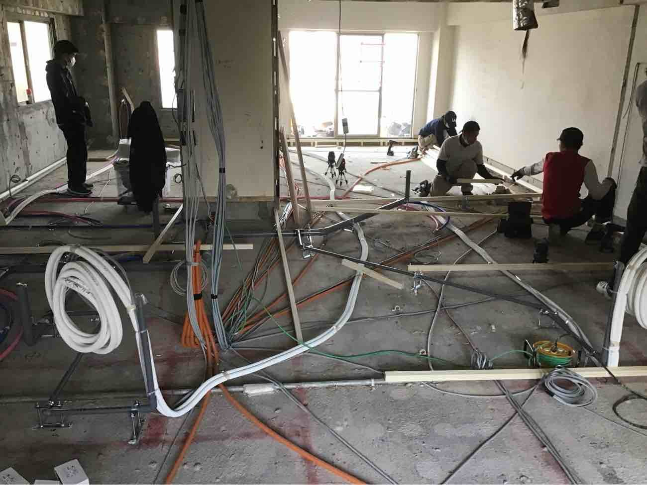 マンション　置床工事　乾式二重床（東京都品川区）