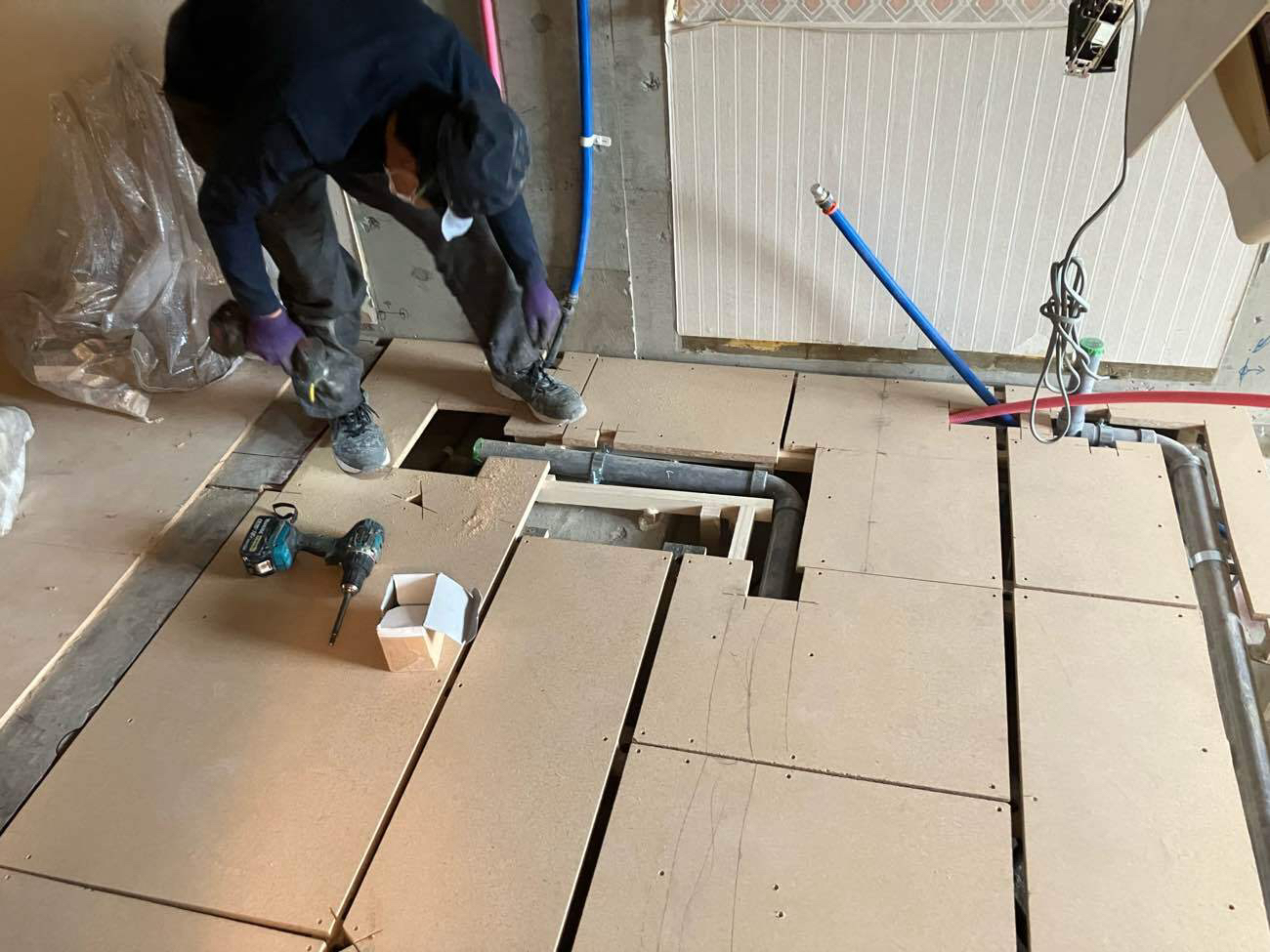 マンション　置床工事　乾式二重床（東京都目黒区）