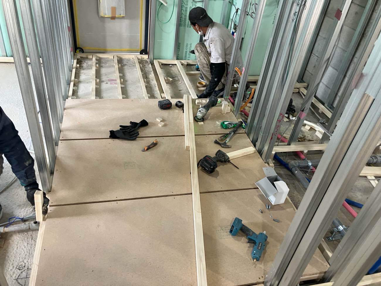 マンション　１日置床工事　乾式二重床（東京都品川区）