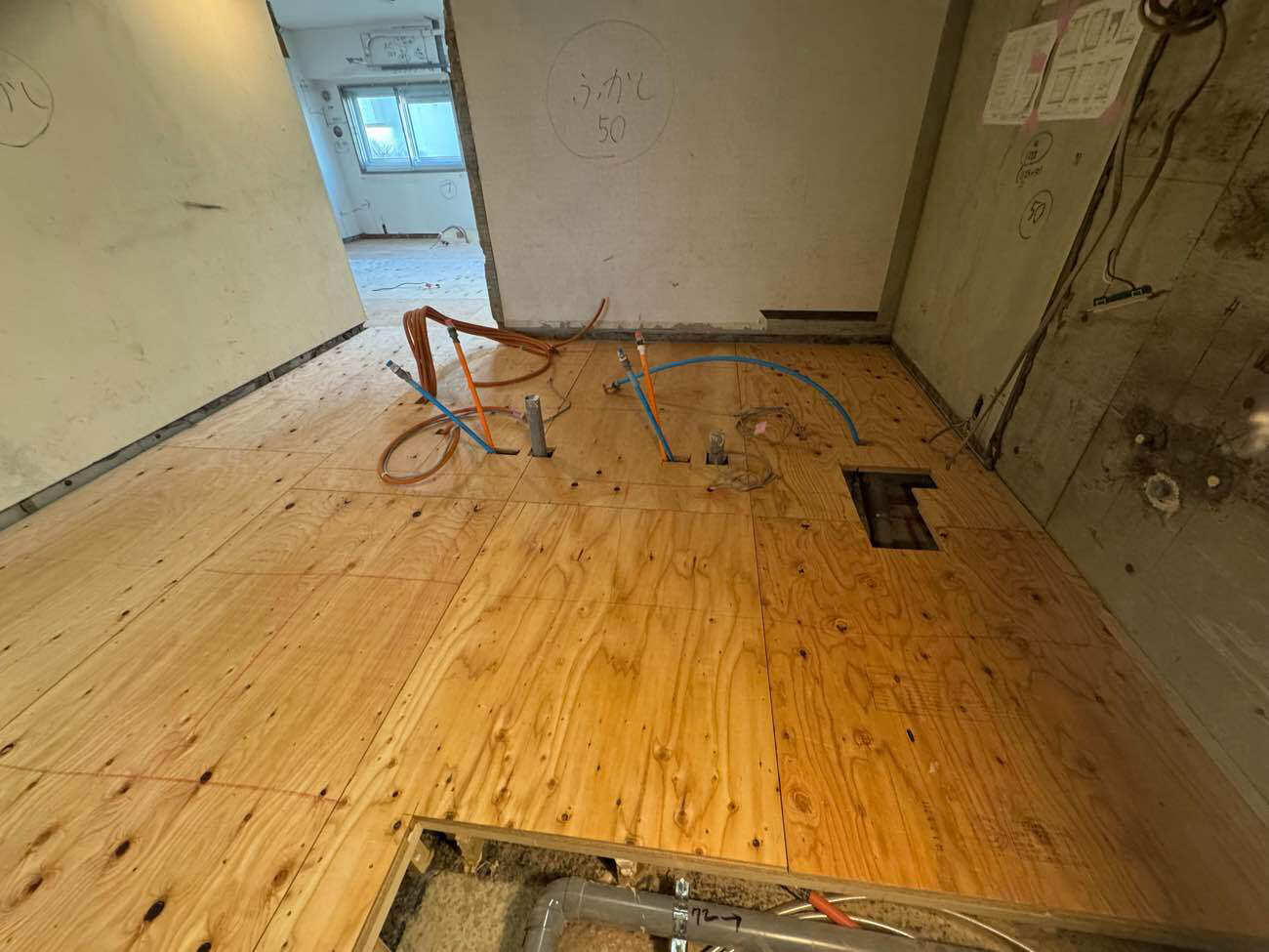 マンション　置床工事　乾式二重床 プラモクレン（東京都港区）