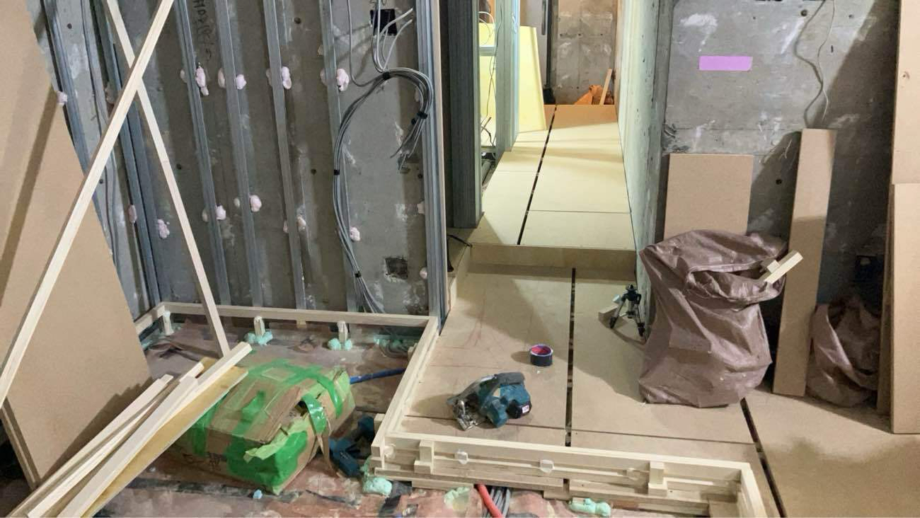 マンション　１日置床工事　乾式二重床（東京都渋谷区）