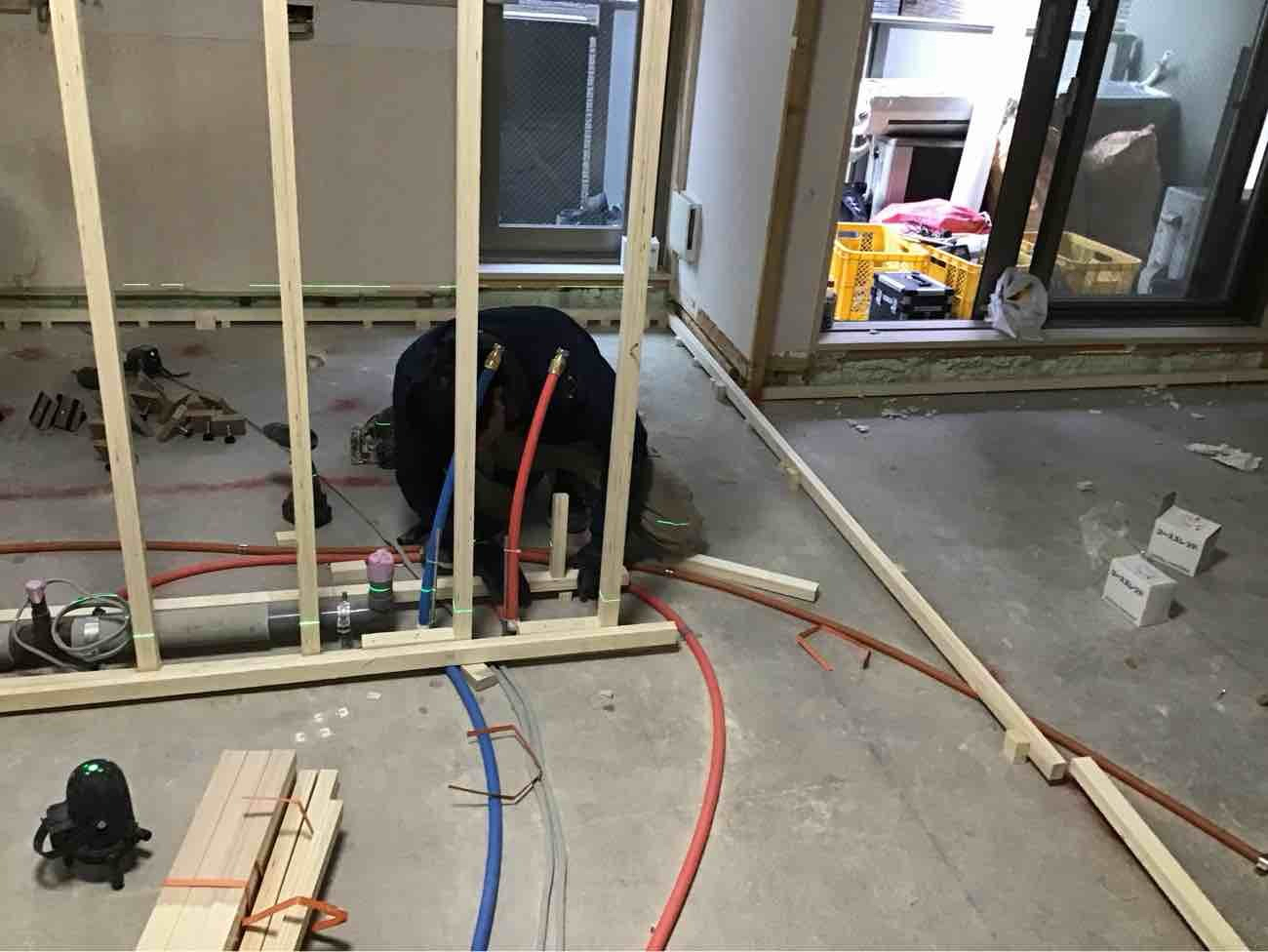 マンション　１日置床工事　乾式二重床（神奈川県大和市）