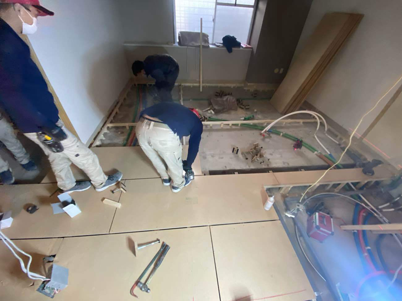 マンション　１日置床工事　乾式二重床（東京都目黒区）