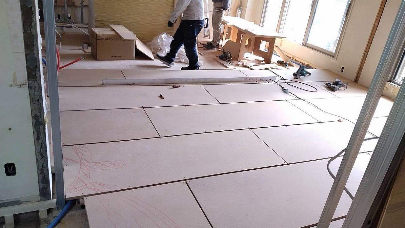 マンション　置床工事　乾式二重床（横浜市南区）