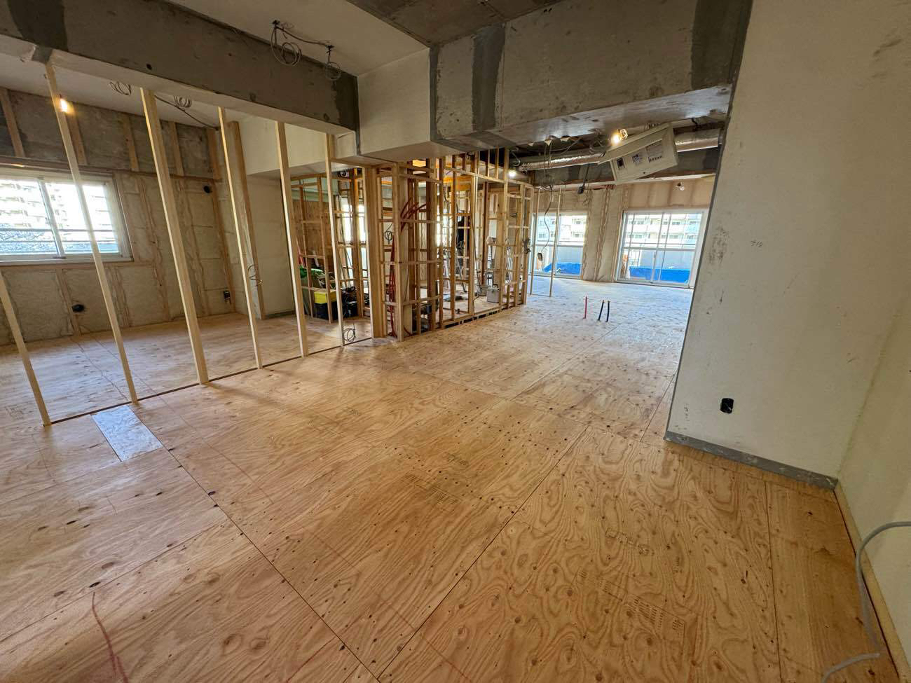 マンション　置床工事　乾式二重床（神奈川県相模原市）