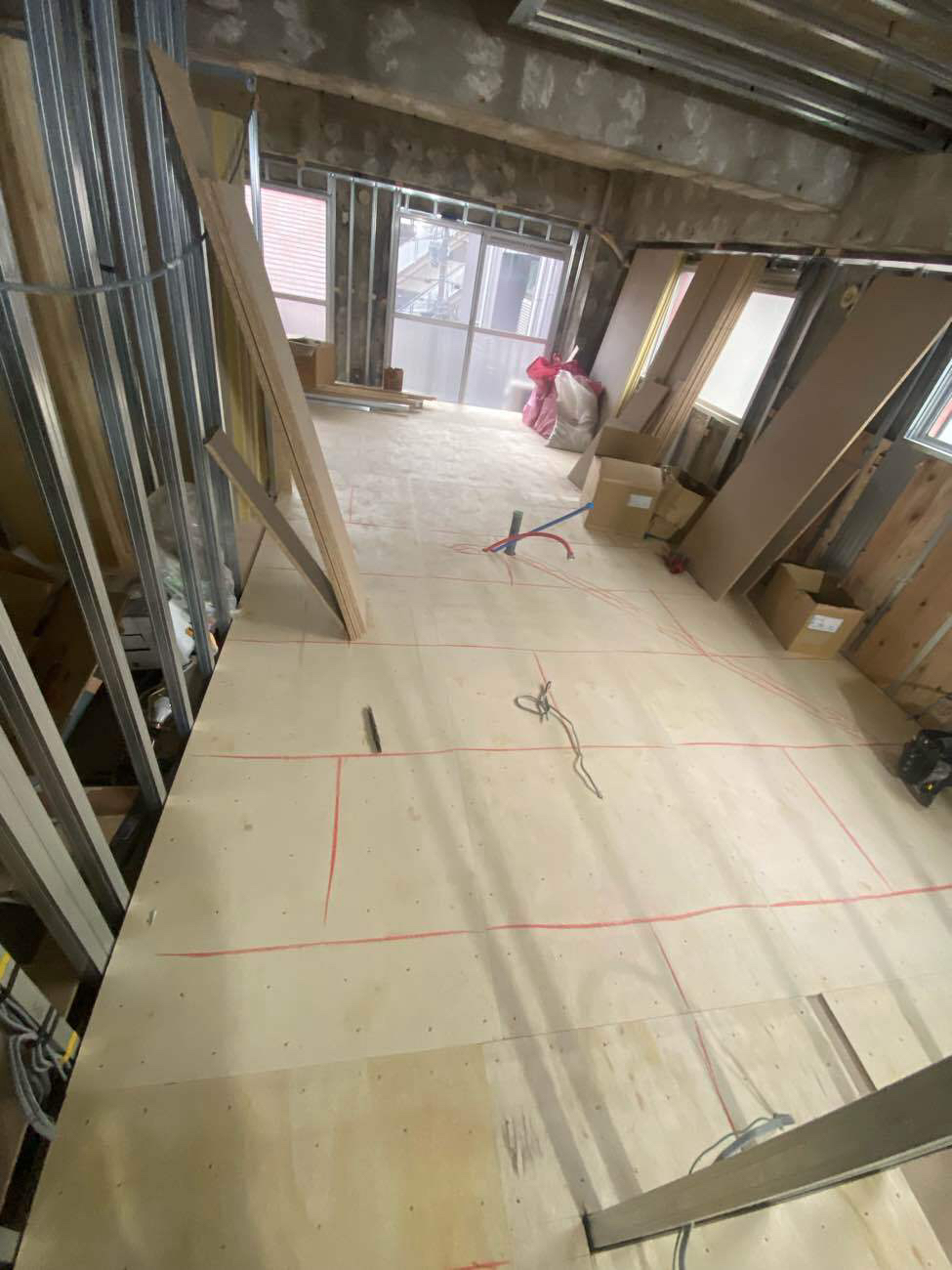 マンション　置床工事　乾式二重床（横浜市神奈川区）