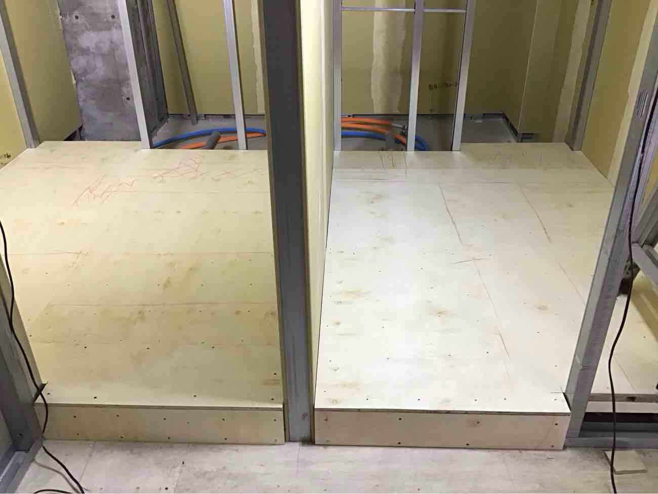 店舗　新装工事　置床工事　乾式二重床（東京都江東区）