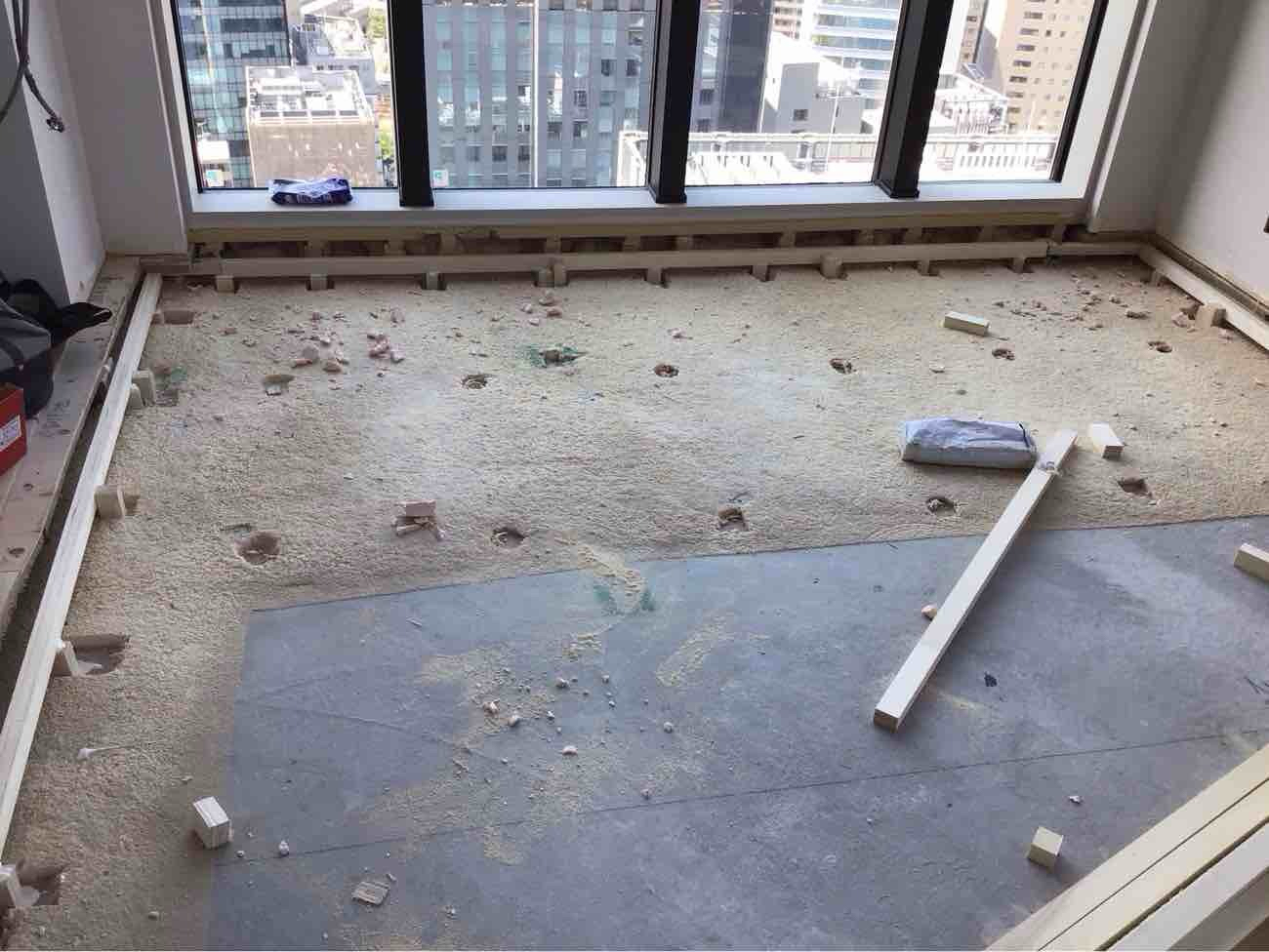 マンション　置床工事　乾式二重床（東京都渋谷区）