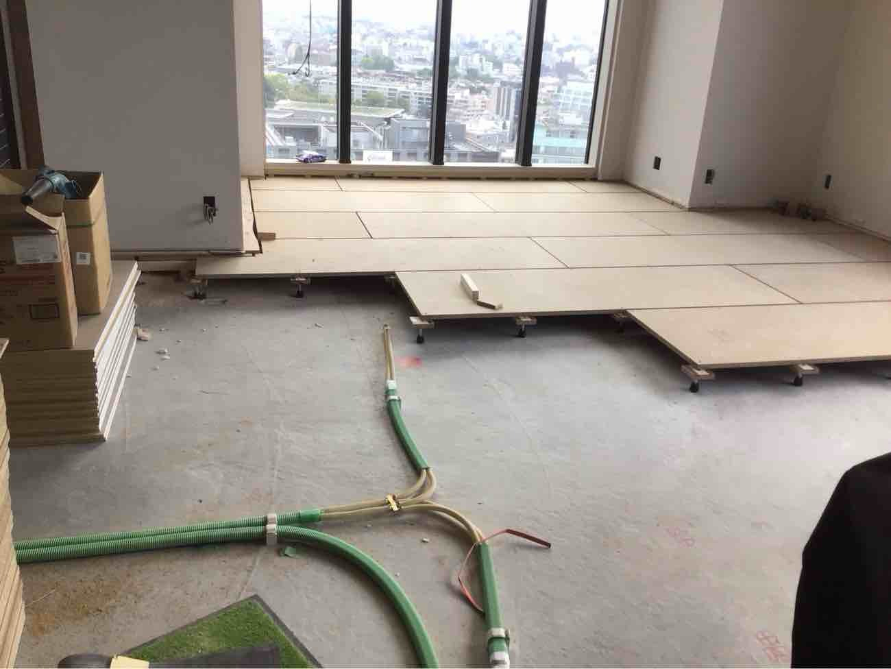 マンション　置床工事　乾式二重床（東京都渋谷区）