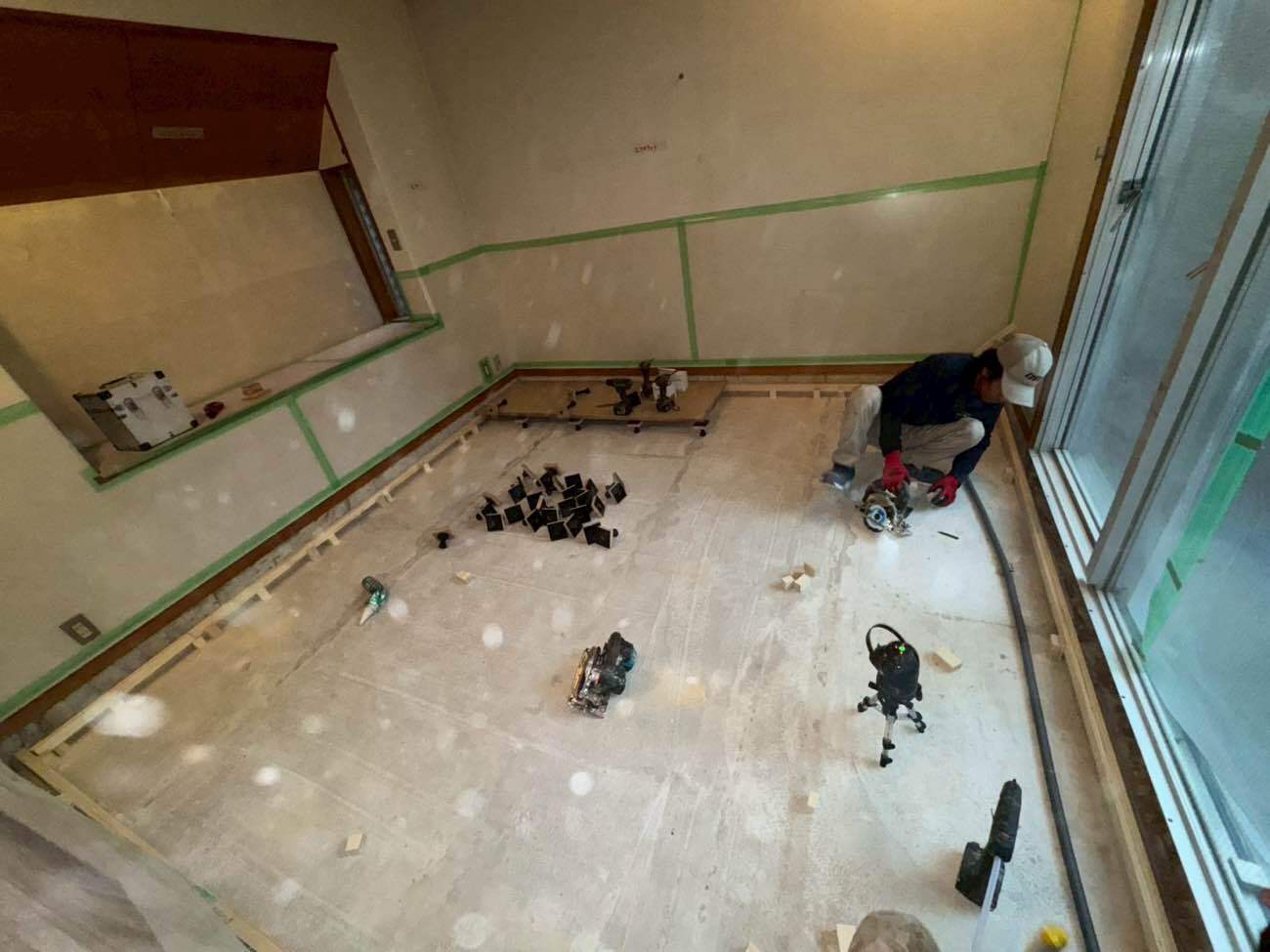 マンション改修　置床工事　乾式二重床（東京都杉並区）