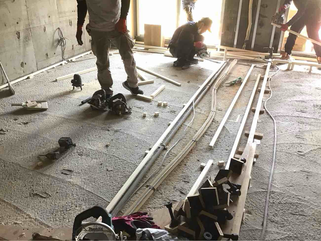 マンション　１日置床工事　乾式二重床（東京都江東区）