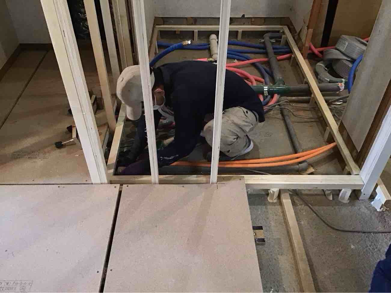 マンション　置床工事　乾式二重床（東京都大田区）