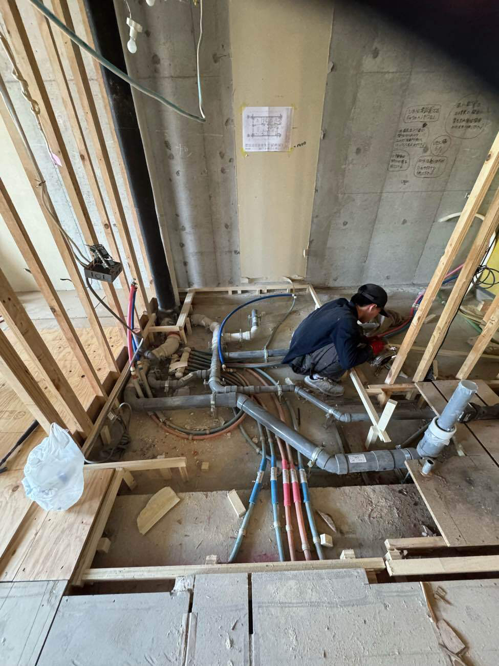 マンション　置床工事　乾式二重床（東京都品川区）