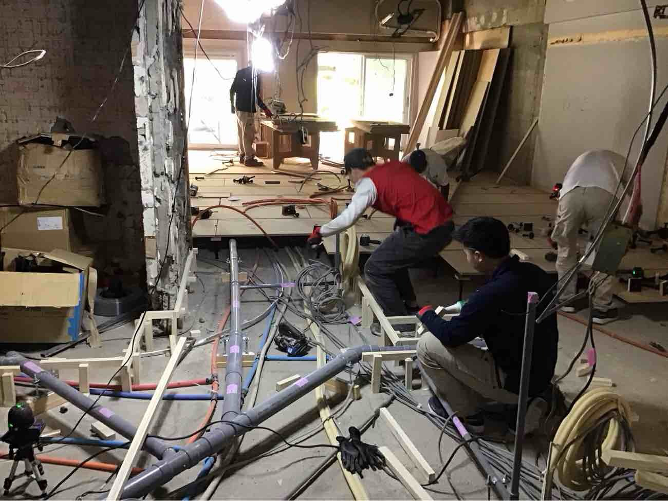 マンション　1日置床工事　乾式二重床（東京都目黒区）