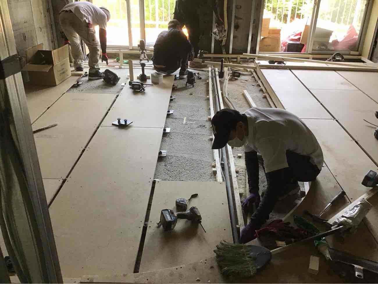 マンション　１日置床工事　乾式二重床（東京都江東区）